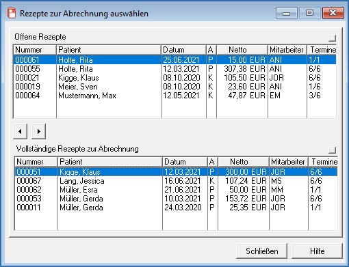 Rezepte auswählen