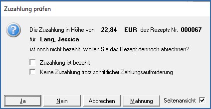 Zuzahlung prüfen