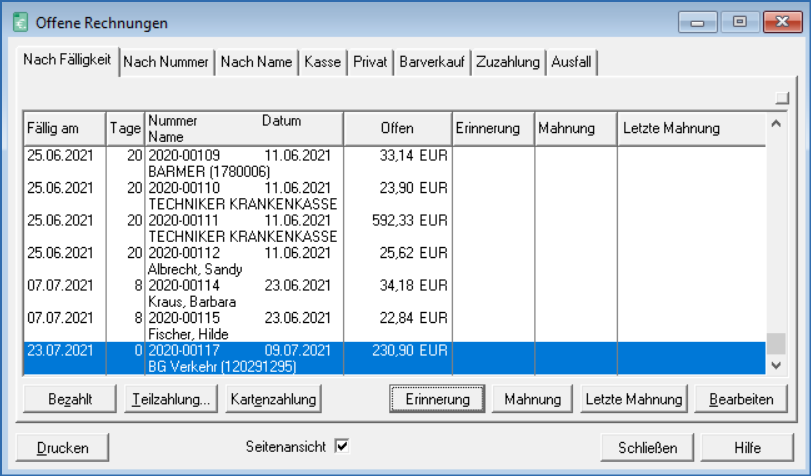 Offene Rechnungen Fälligkeiten