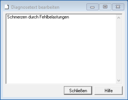 Textfenster Diagnose