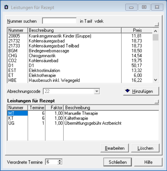 Liste Leistungen