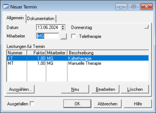 Fenster Neuer Termin