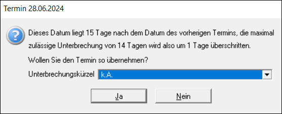 Unterbrechungsmeldung