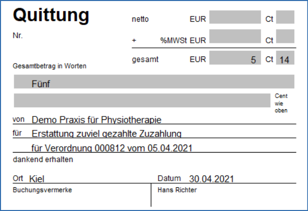 Exkasso Quittung