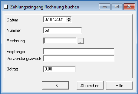 Fenster Rechnung buchen