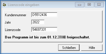 Fenster Lizenzcode