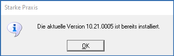 Infofenster Version aktuell