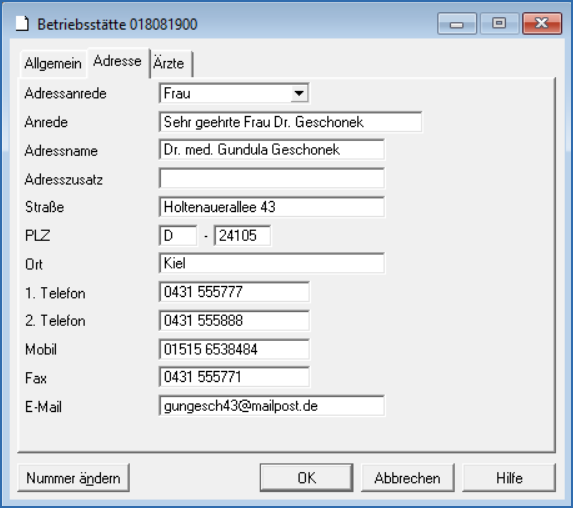 Bestriebsstätte Register Adressen