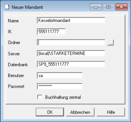 Fenster Neuer Mandant