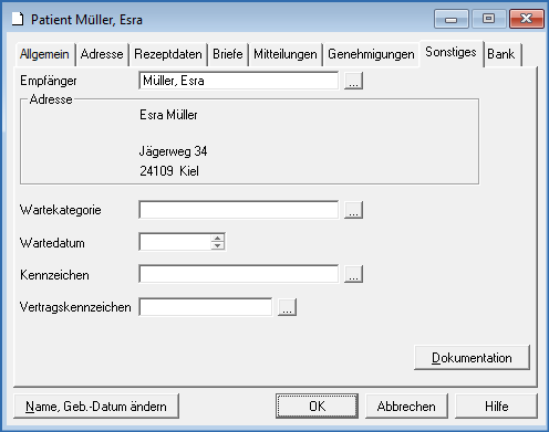 Register Patient Sonstiges 