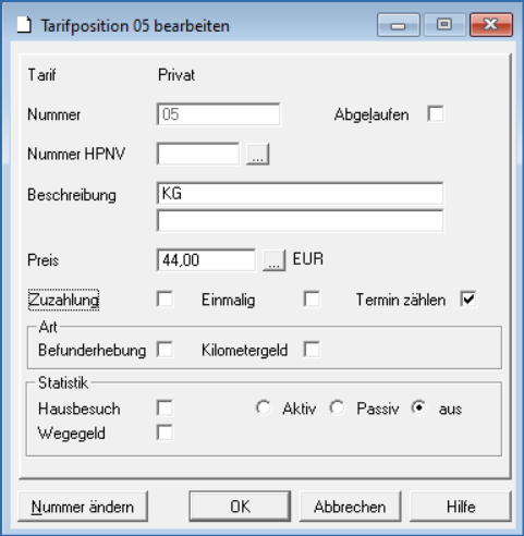 Fenster Tarifposition neu