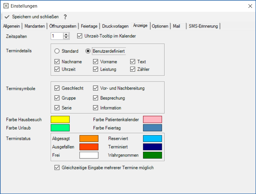 Einstellungen Kalenderfarbe