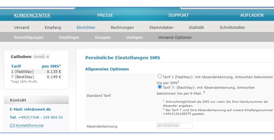 Absender SMS