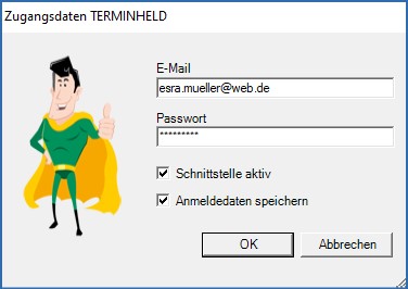 Terminheld Zugangsdaten