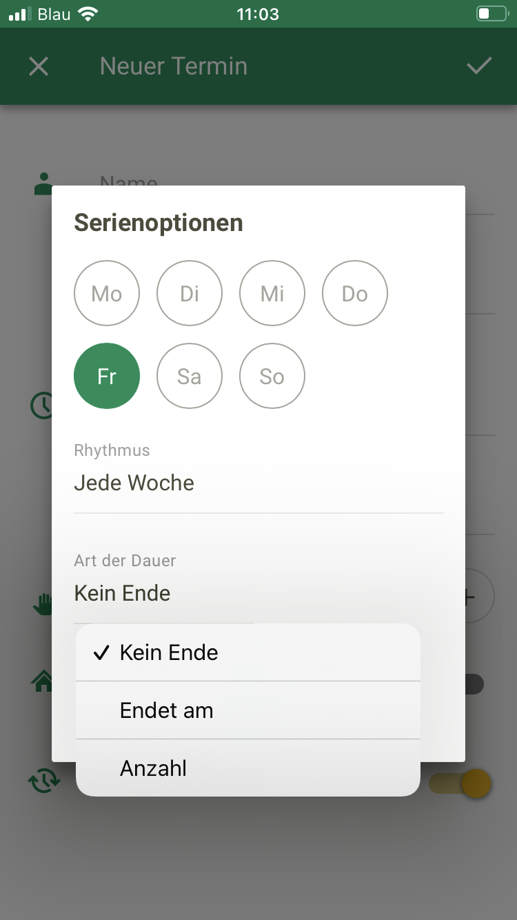 Screenshot App Termine Serienoption