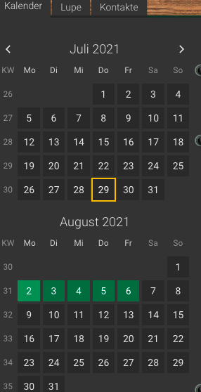 Backoffice Kalender