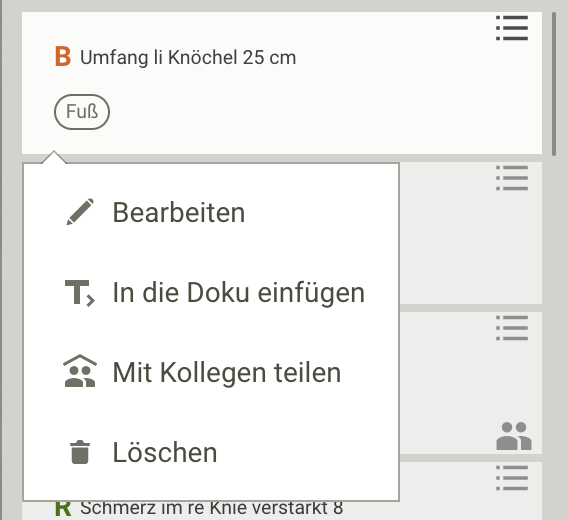 Screenshot Frontoffice Dokuansicht Textbaustein-Menü