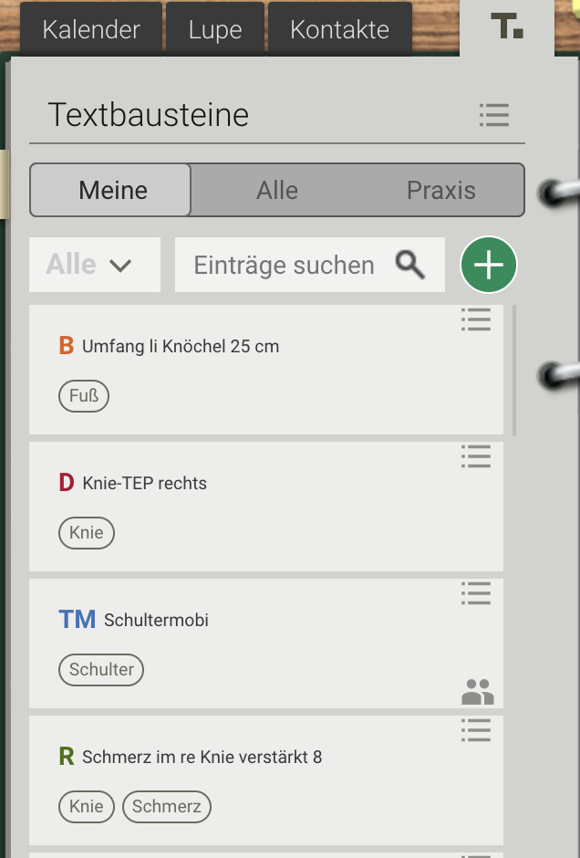Screenshot Frontoffice Dokuansicht Textbausteinbibliothek